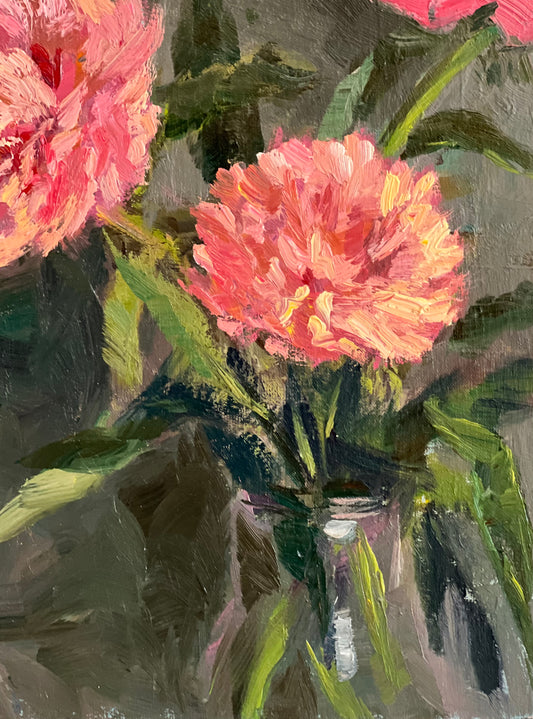 Pink Peonies - Original Oil Painting