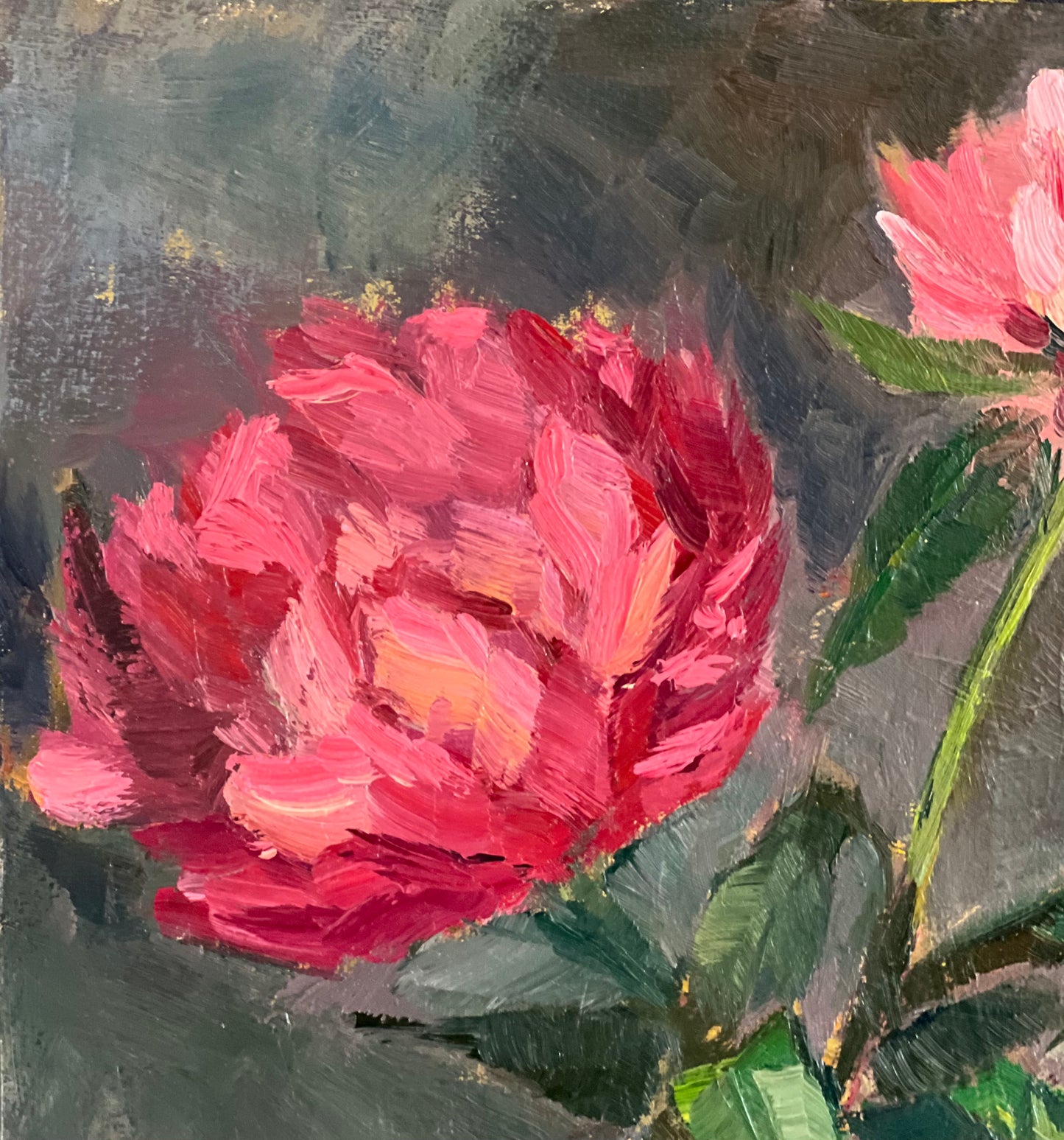 Bunch of Pink Peonies - Original Oil Painting