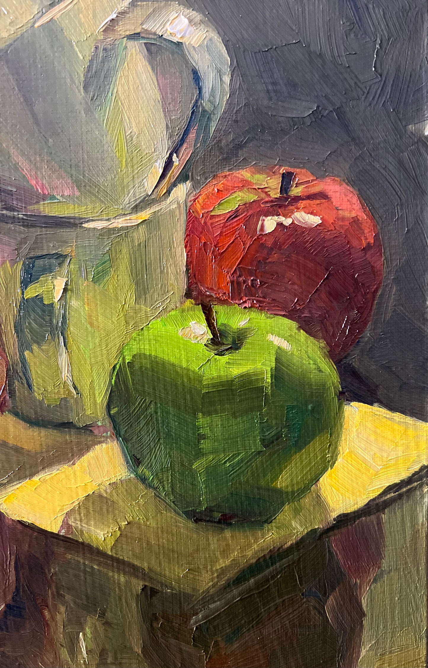 Backlit Apples - Small Original Oil Painting