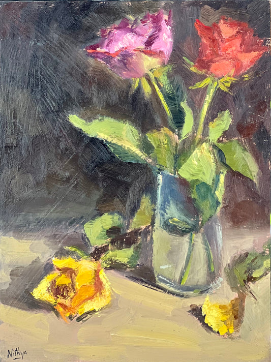 Three Roses in my studio