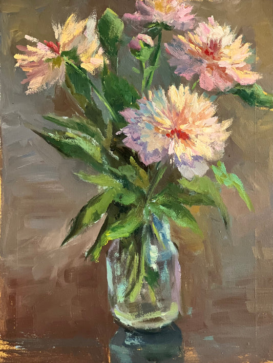 Pink and Pretty! - Original Oil Painting of Flowers