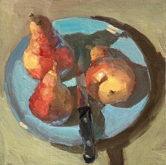 Pears from the top - Original Oil Painting