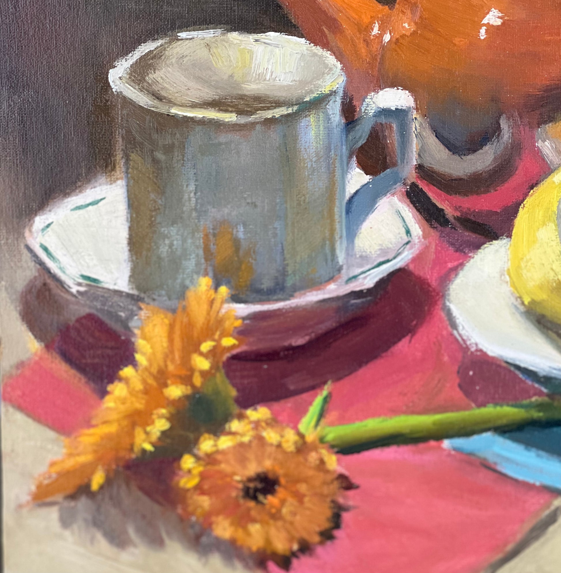 Tea Time With Flowers Painting