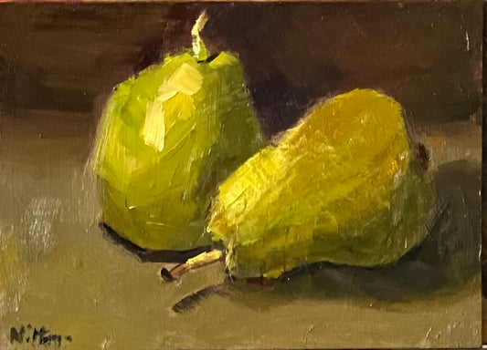 Small Stilllife Painting - Pair of Pears