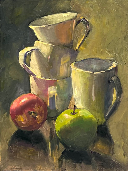 Apples in the Spotlight - Small Original Oil Painting