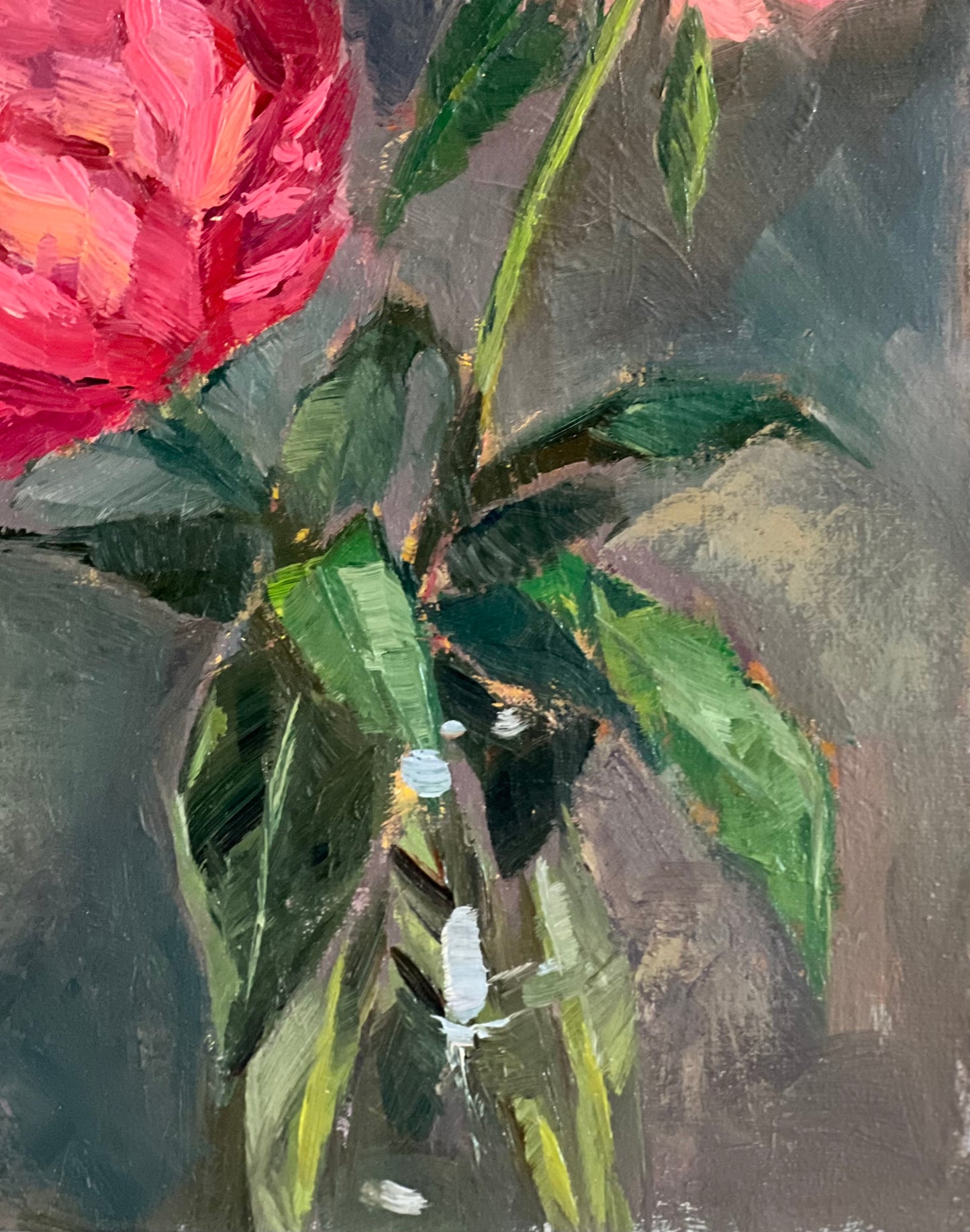 Bunch of Pink Peonies - Original Oil Painting