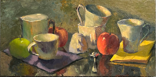 Apples and Cups - Original Still Life Oil Painting