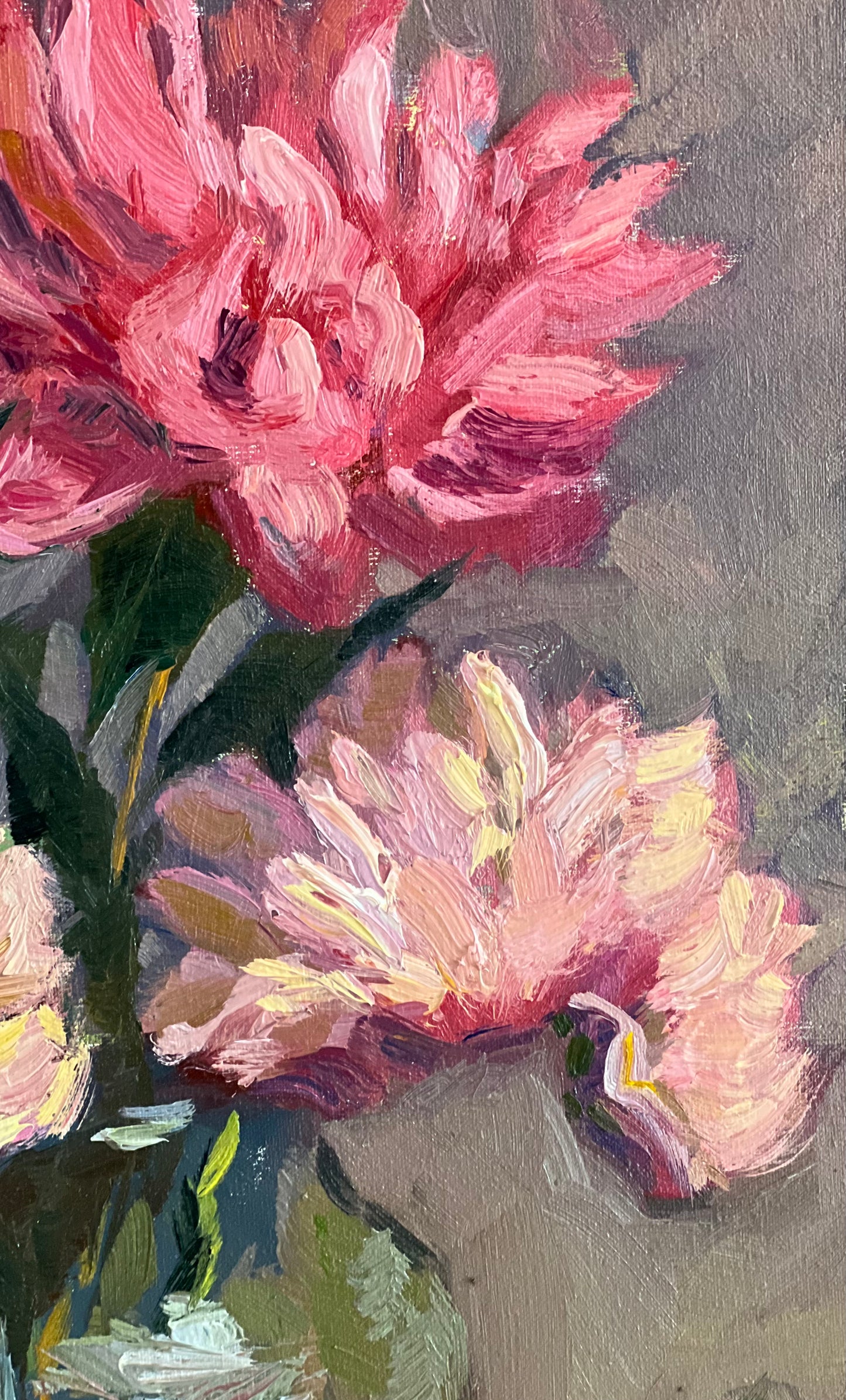 A fine pink quartet!  - Original Oil Painting of Flowers